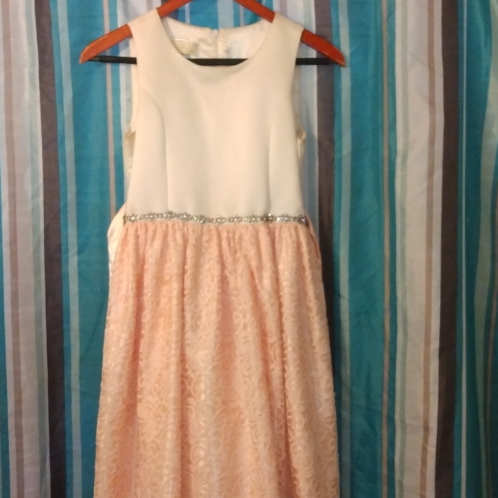 White and rose gold tie dress